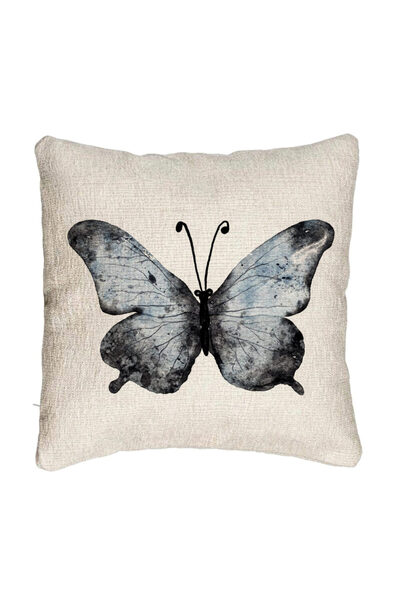 BEKZ Perna Decorativa Canapea, Model Fluture 1, Blue and Black 40x40 cm, Cu f...