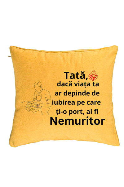 BEKZ Perna Decorativa, Model pentru Tata 8, 40x40 cm, Galben, Husa Detasabila...