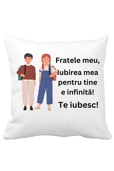 BEKZ Pillowcase My Brother 1, 40x40 Cm, White, Matte
