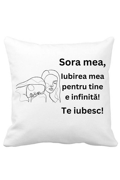 BEKZ Perna Decorativa Sora mea 7, 40x40 cm, Alba, Mata, Husa Detasabila, Burduf