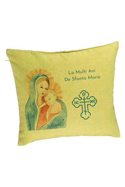 BEKZ Perna Decorativa, Model La multi ani de Sfanta Maria, 40x40 cm, Verde, H...