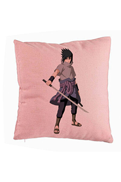 BEKZ Perna Decorativa cu Nsruto Sasuke, 40x40 cm, Roz, Husa Detasabila, Burduf