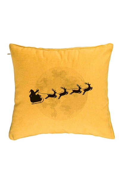 BEKZ Față de pernă de Crăciun cu ren pe sanie, 40x40 cm, galbenă