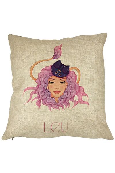 BEKZ Perna Decorativa, Zodia Leu, 40x40 cm, Husa Detasabila, Burduf