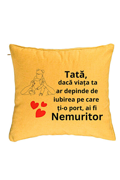 BEKZ Perna Decorativa, Model pentru Tata 1, 40x40 cm, Galben, Husa Detasabila...