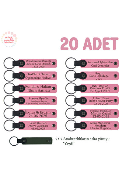 Miaju اللون الوردي والأخضر، تذكار خاص للطلاب عند نهاية الفصل الدراسي، مجموعة مفاتيح قابلة للكتابة بالاسم مكونة من 20 قطعة