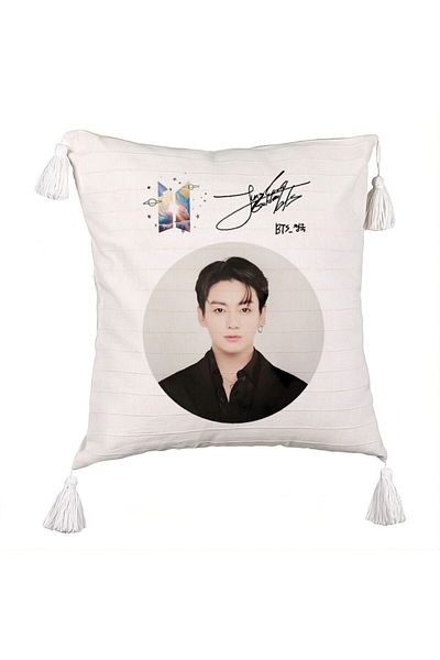 BEKZ BTS V Fringed Pillowcase, 45x45 cm, Ecru, With zipper
