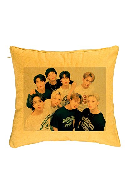 BEKZ Perna Decorativa, Stray Kids 5, 40x40 cm, Galben, Husa Detasabila, Burduf