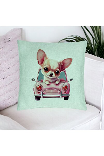 BEKZ Perna Decorativa, Model Chihuahua Love, 40x40 cm, Verde Menta, Husa Deta...