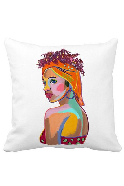 BEKZ Square Curly African Pillowcase, 40x40 Cm, White, Matte