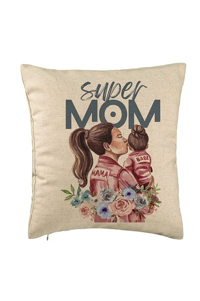 BEKZ Perna Decorativa, Model Super MOM Babe, 40x40 cm, Bej, Husa Detasabila, Burduf