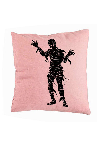 BEKZ Perna Decorativa cu motiv Mumie de Halloween 2, 40x40 cm, Roz, Husa Deta...