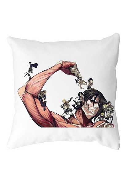 BEKZ Perna Decorativa cu Attack on Titan Giant, 40x40 cm, Alba, Mata, Husa Detasabila, Burduf