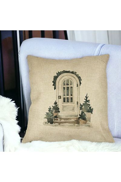 BEKZ Perna Decorativa cu tematica de Craciun, 3, 40x40 cm, Husa Detasabila, Burduf