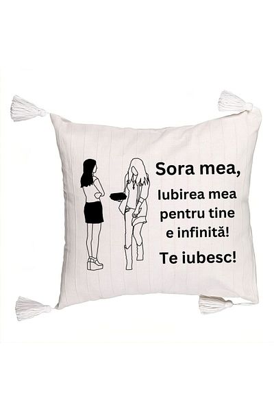 BEKZ Fringed Pillowcase My Sister 10, 45x45 cm, With zipper