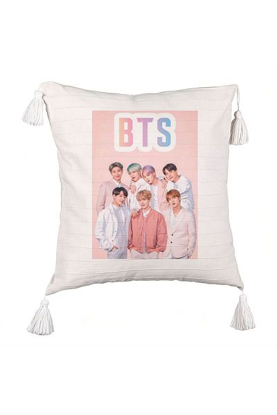 BEKZ BTS Army 6 Fringed Decorative Pillow, 45×45 cm, With zipper
