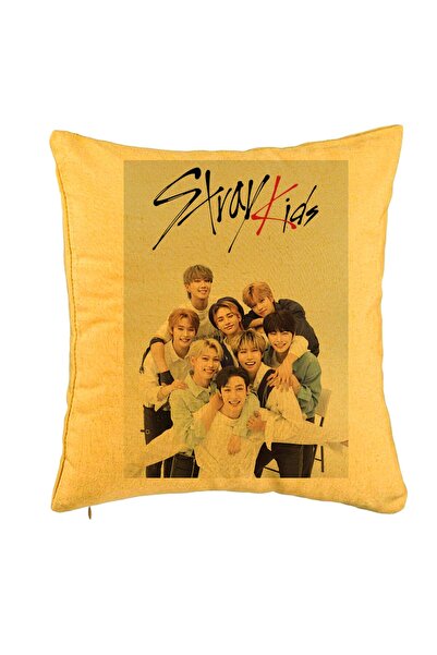 BEKZ Fata De Perna, Stray Kids 12, 40x40 Cm, Galben, Husa Detasabila