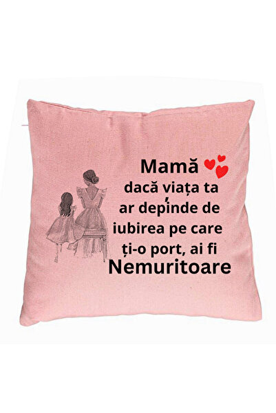 BEKZ Perna Decorativa, Model pentru Mama 3, 40x40 cm, Roz, Husa Detasabila, B...