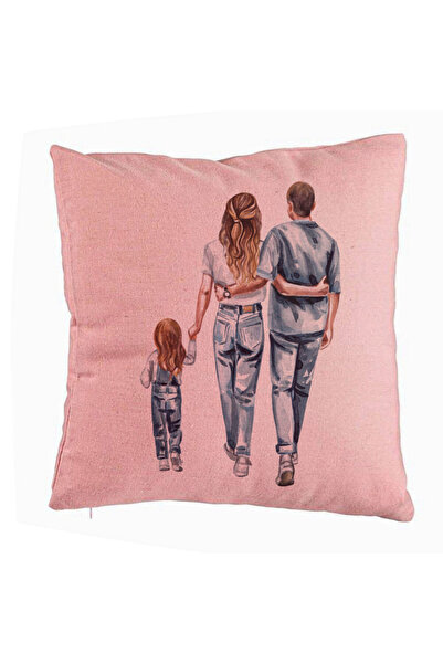 BEKZ Perna Decorativa, Model Family in Blue, 40x40 cm, Roz, Husa Detasabila, ...
