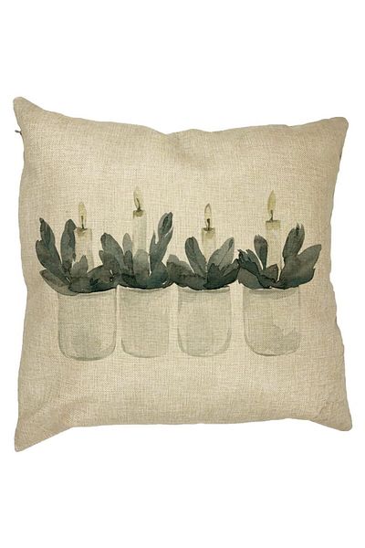 BEKZ Perna Decorativa cu tematica de Craciun, Lumanari, 3, 40x40 cm, Husa Detasabila, Burduf