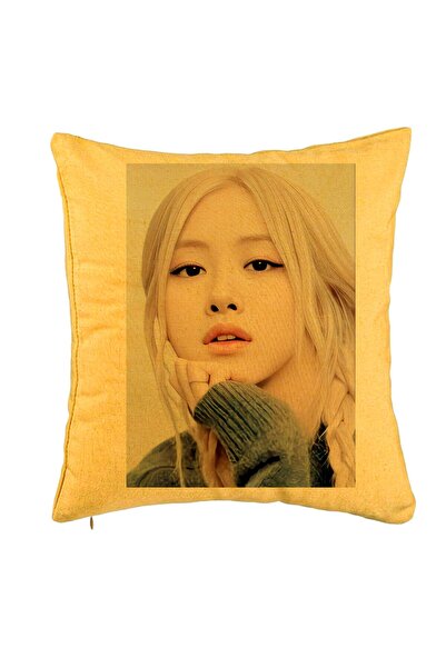 BEKZ Perna Decorativa BlackPink Rose 1, 40x40 cm, Galben, Husa Detasabila, Bu...