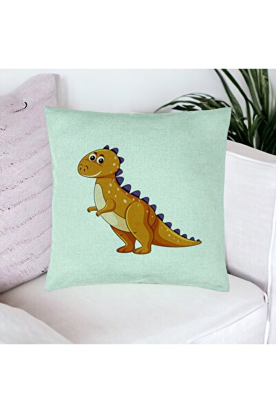 BEKZ Μαξιλαροθήκη, Παιδικό Σχέδιο Πορτοκαλί Δεινόσαυρος, 40x40 Εκ., Πράσινο τ...