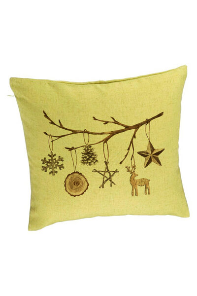 BEKZ Perna Decorativa cu tematica de Craciun, 16, 40x40 cm, Verde, Husa Detas...