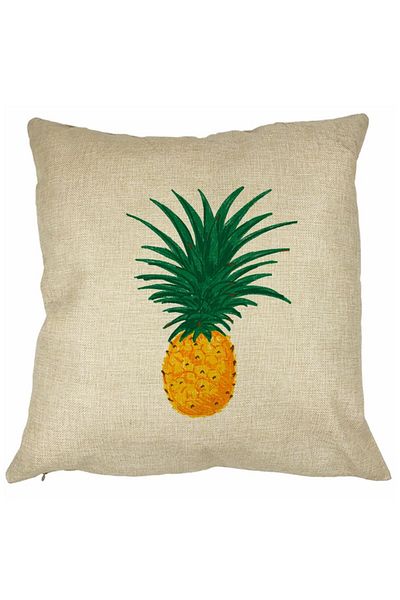 BEKZ Perna Decorativa Patrata Ananas, 40x40 cm, Husa Detasabila, Burduf