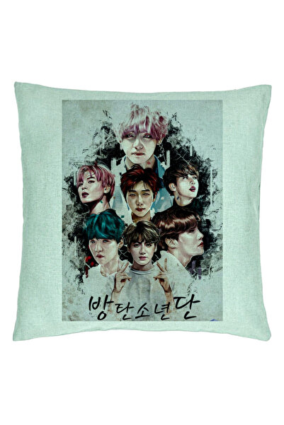 BEKZ Perna Decorativa BTS Army, 40x40 cm, Verde Menta, Husa Detasabila, Burduf