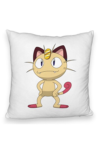 BEKZ Fata De Perna Fluffy, Model Pisica Pokemon, 40x40 Cm, Alba, Husa Detasabila