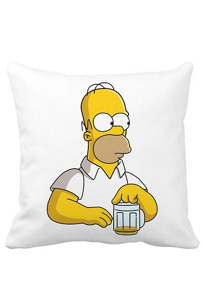 BEKZ Simpsons Homer Square Pillowcase, 40x40 Cm, White, Matte
