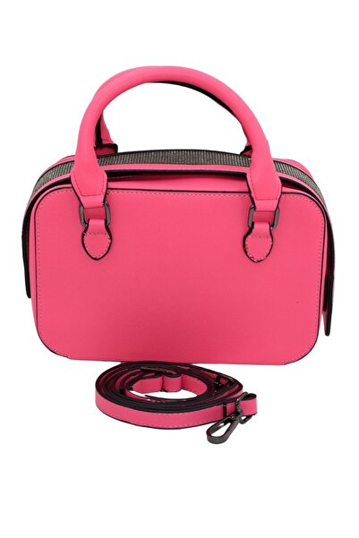 Morpelikan Women's Stylish Detailed Zippered Adjustable Cross Strap Fuchsia Hand and Shoulder Bag