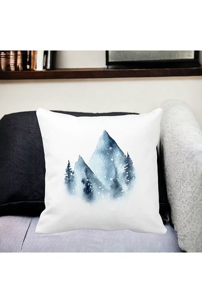 BEKZ Perna Decorativa Peisaj de Iarna, 40x40 cm, Alba, Mata, Husa Detasabila, Burduf