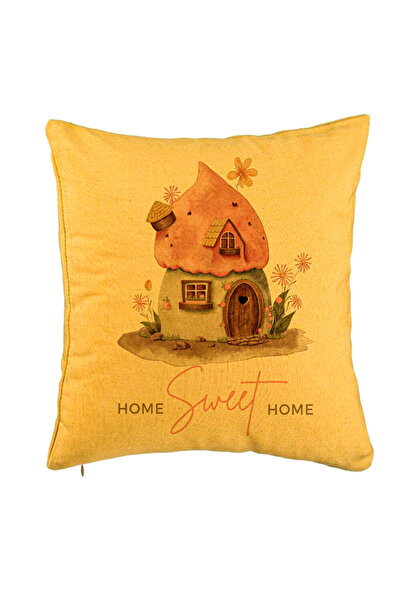 BEKZ Față de pernă, Model Home Sweet Home 1, 40x40 cm, Galben