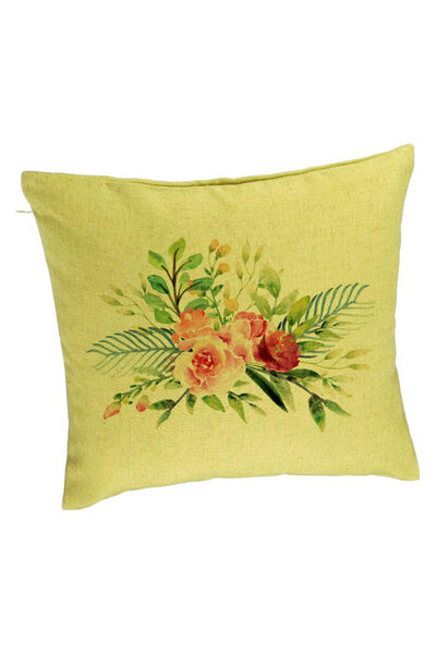 BEKZ Perna Decorativa, Model Florale de vara, 40x40 cm, Verde, Husa Detasabil...