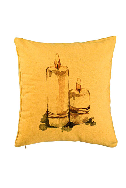 BEKZ Perna Decorativa cu tematica de Craciun, Lumanari 1, 40x40 cm, Galben, H...