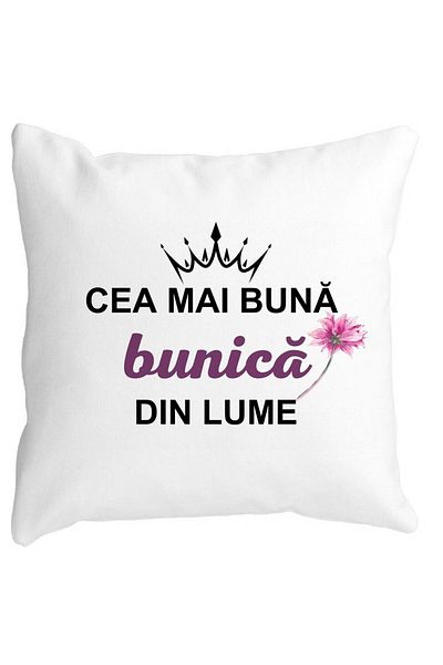 BEKZ Decorative Pillow for Grandma 12, 40x40 cm, White, Matte, Removable Cover, Bellows