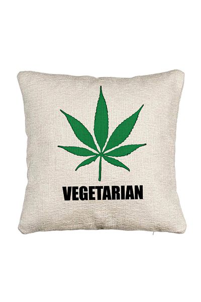 BEKZ Fata de perna Canapea, Model Vegetarian, 40x40 cm, Cu fermoar