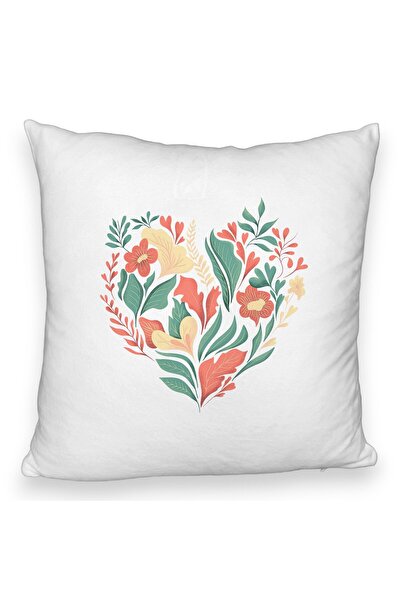 BEKZ Perna Decorativa Fluffy, Model Love Flowers, 40x40 cm, Alba, Husa Detasa...