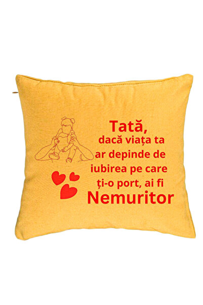 BEKZ Perna Decorativa, Model pentru Tata 2, 40x40 cm, Galben, Husa Detasabila...