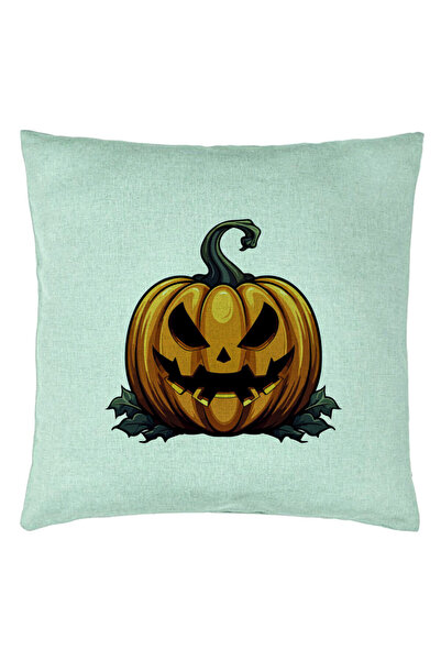 BEKZ Perna Decorativa cu motiv Dovleac de Halloween 1, 40x40 cm, Verde Menta,...