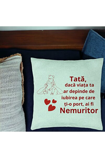 BEKZ Perna Decorativa, Model pentru Tata 2, 40x40 cm, Verde Menta, Husa Detas...