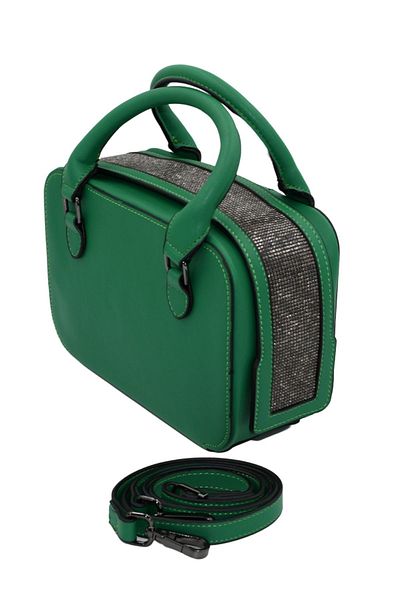 morpelikan Women's Stylish Detailed Zippered Adjustable Cross Strap Green Hand and Shoulder Bag