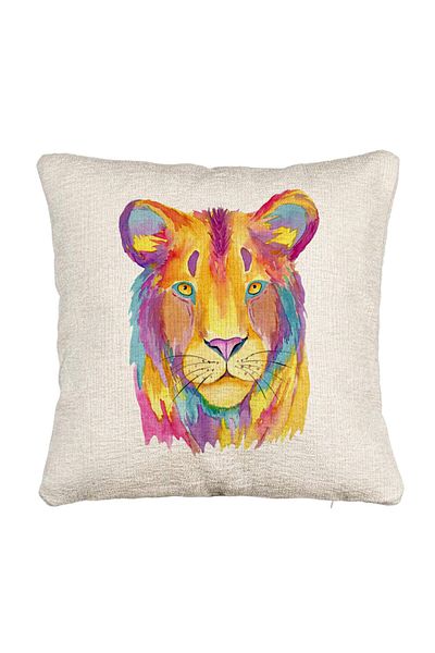 BEKZ Perna Decorativa Canapea, Model Colorful Lion, 40x40 cm, Cu fermoar