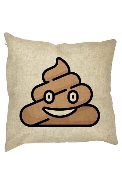 BEKZ Perna Decorativa Patrata Poo Emoji, 40x40 cm, Husa Detasabila, Burduf