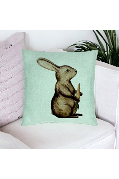 BEKZ Διακοσμητικό μαξιλάρι, σχέδιο λαγουδάκι, 40x40 εκ., πράσινο μέντας, αφαι...