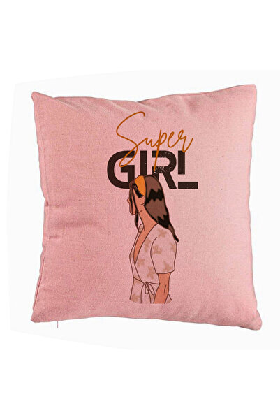 BEKZ Διακοσμητικό μαξιλάρι, μοντέλο Super Girl, 40x40 εκ., ροζ, αφαιρούμενο κ...