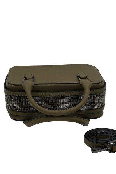 morpelikan Women's Stylish Detailed Zippered Adjustable Cross Strap Khaki Hand and Shoulder Bag