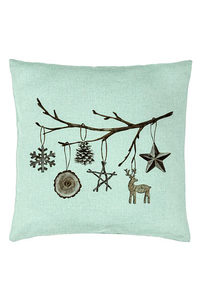 BEKZ Perna Decorativa cu tematica de Craciun, 16, 40x40 cm, Verde Menta, Husa Detasabila, Burduf