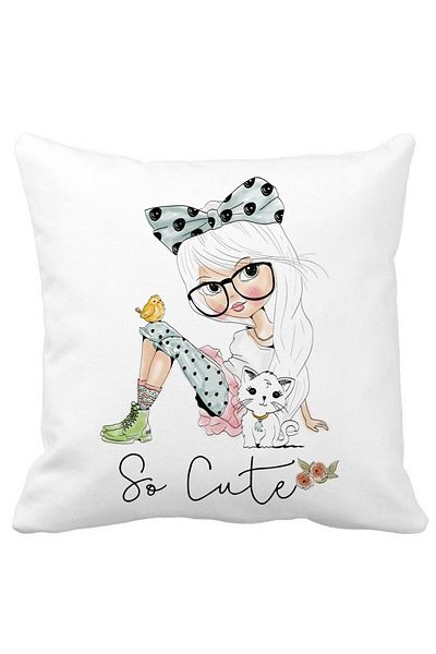 BEKZ So Cute Square Pillowcase, 40x40 Cm, White, Matte